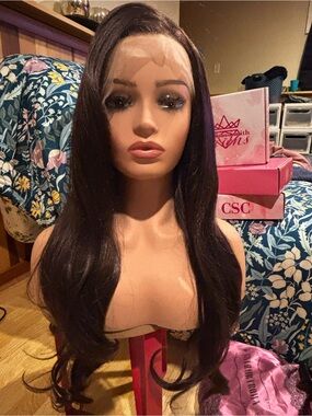 CSC Premium Long dark brown Lace Front Wig